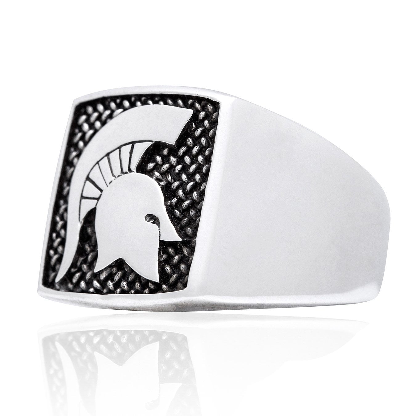 925 Sterling Silver Spartan Warrior Fighter Helmet Signet 300 Lacedaemon Ring - SilverMania925