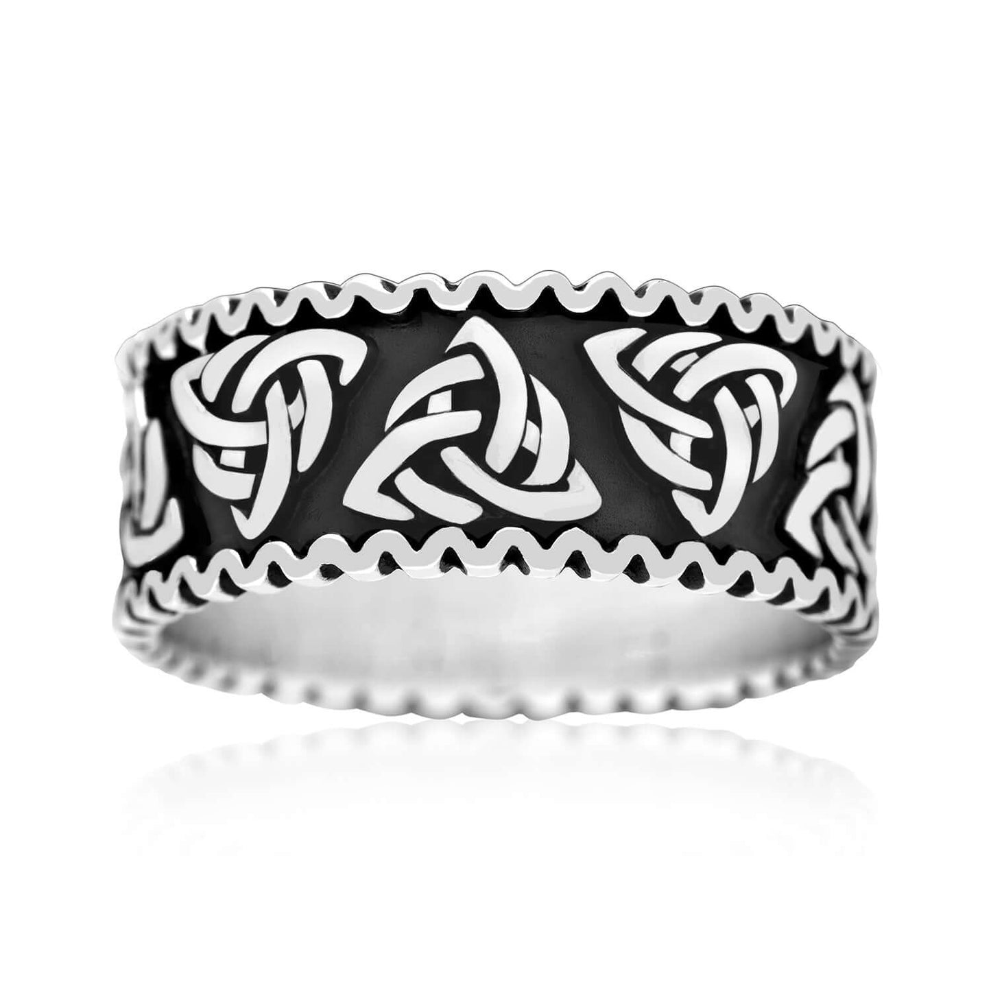 925 Sterling Silver Triquetra Knots Ring - SilverMania925