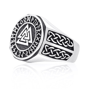 925 Sterling Silver Valknut Norse Runes Knotwork Viking Jewelry Ring