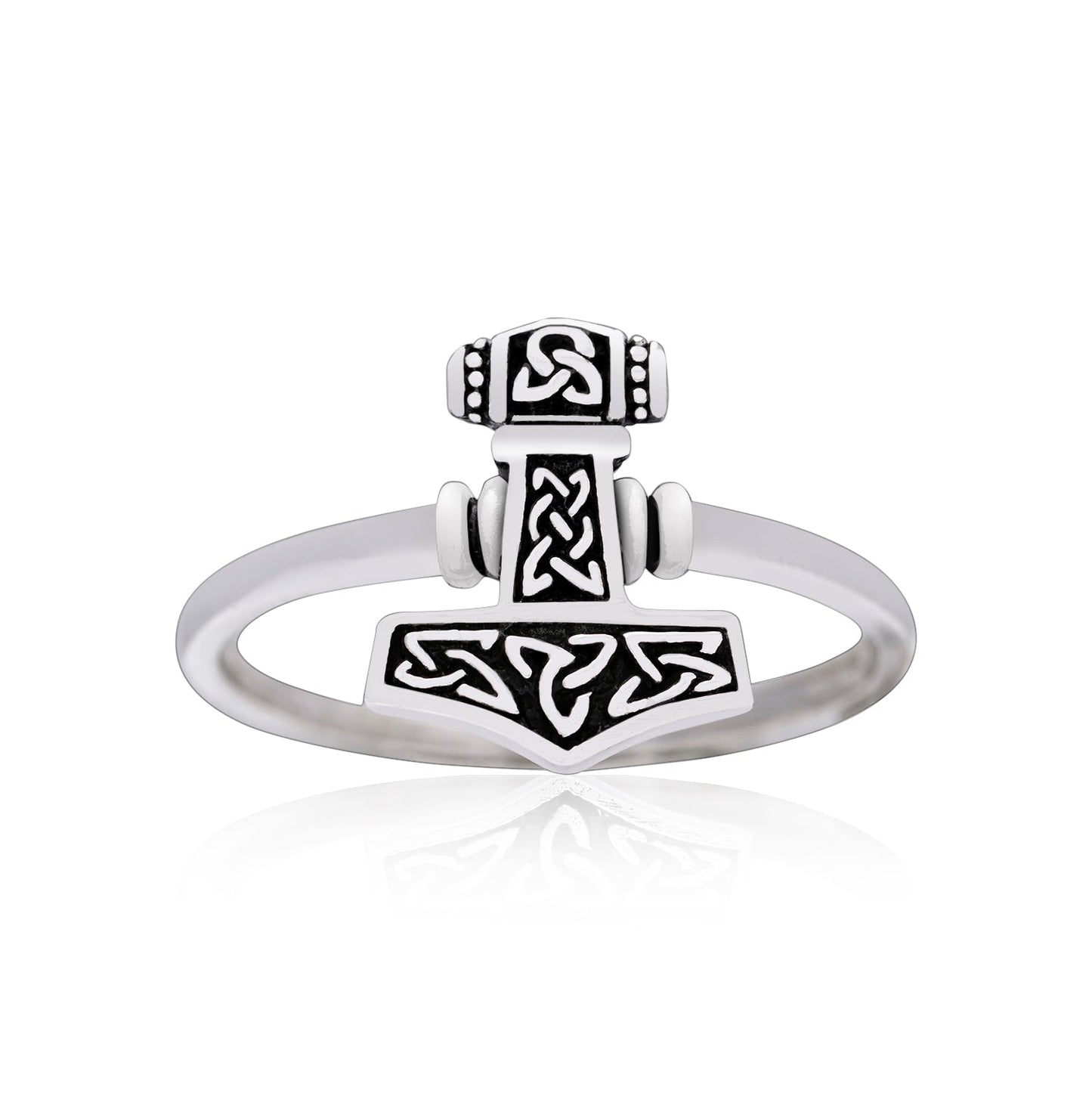 925 Sterling Silver Viking Thor Hammer Ring - SilverMania925