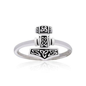 925 Sterling Silver Viking Thor Hammer Ring