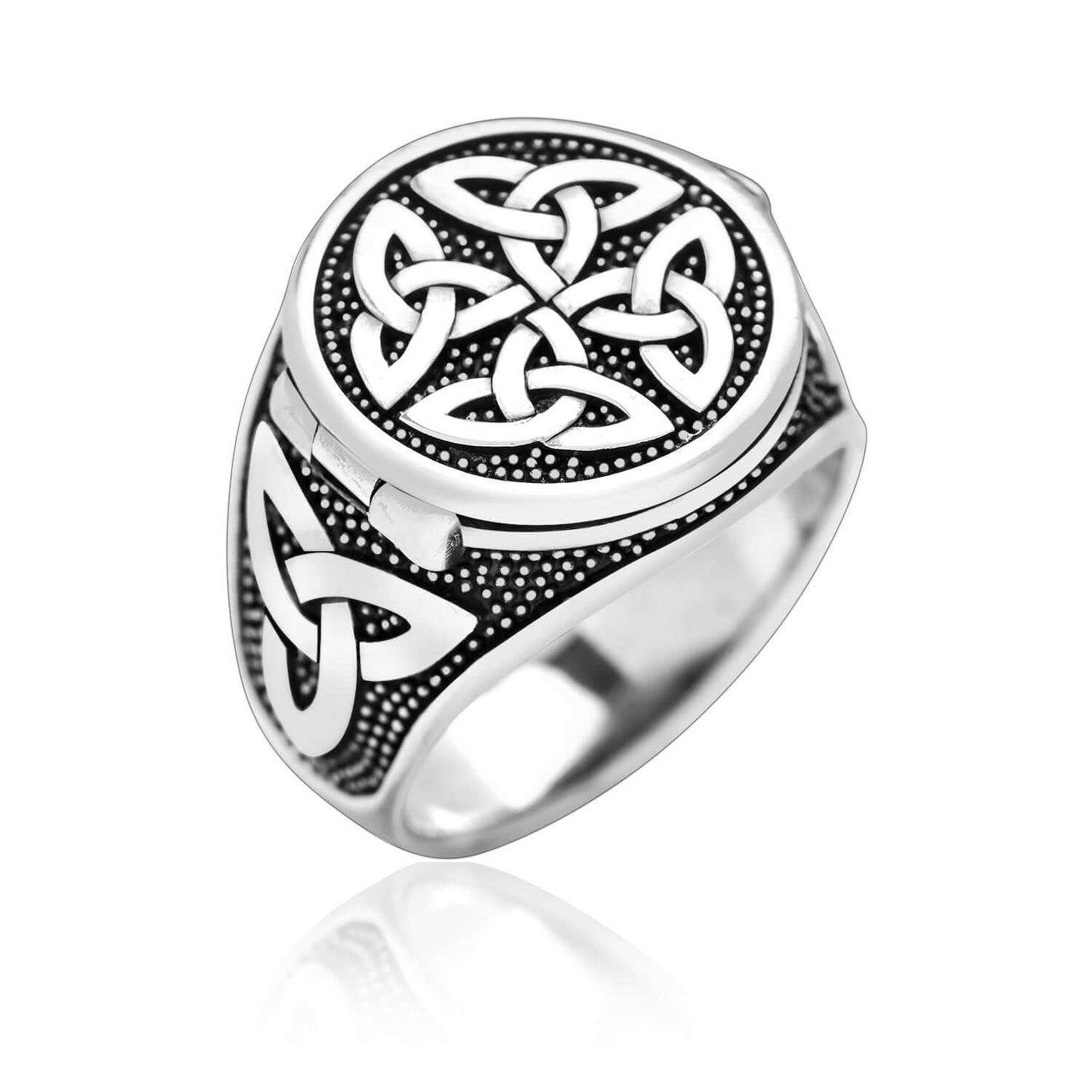 925 Sterling Silver Celtic Triquetra Poison Ring - SilverMania925