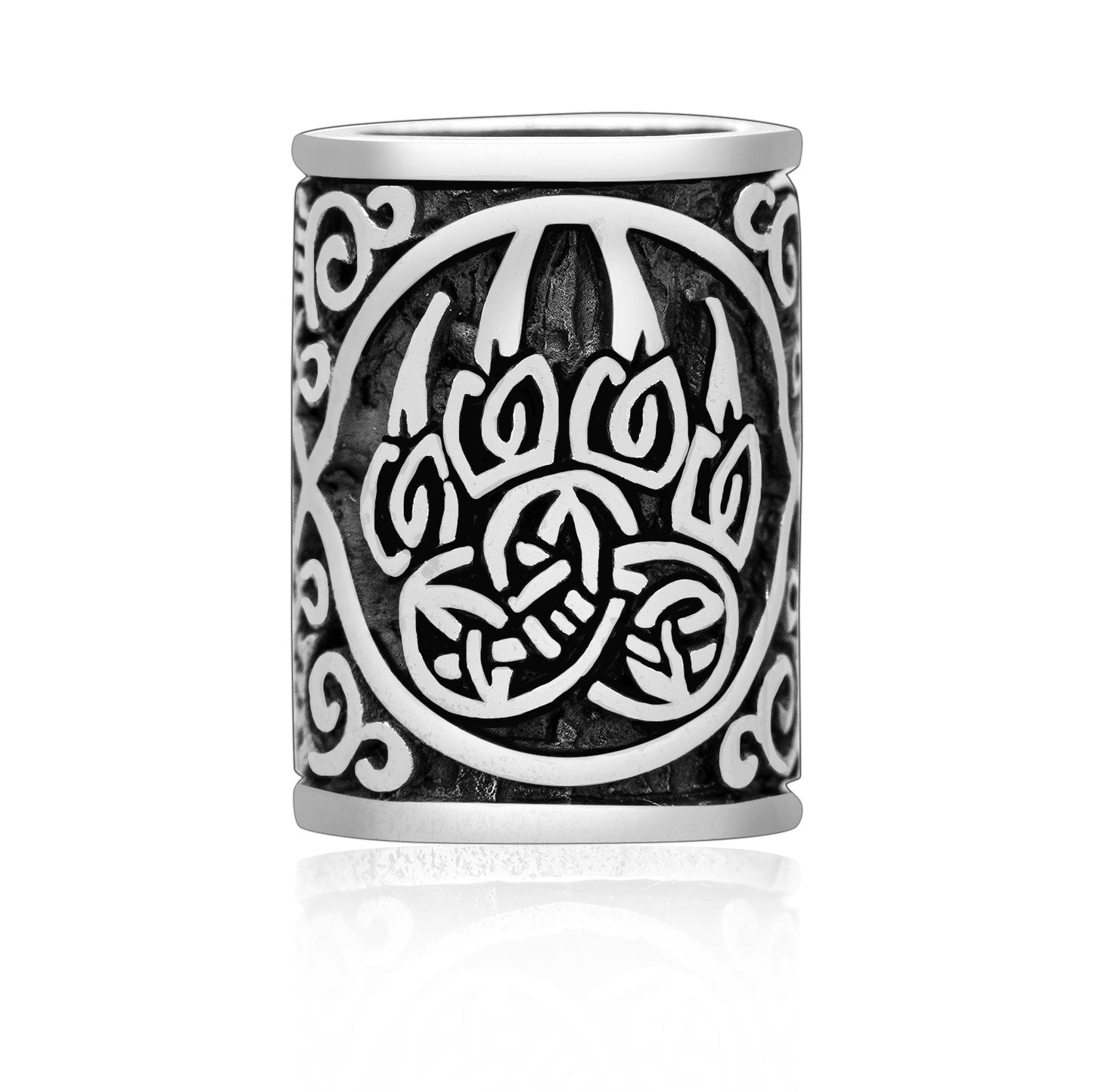 925 Sterling Silver Viking Beard Hair Bead with Bear Claw - SilverMania925