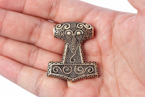 Thor Hammer Skane Double-Sided Large Amulet from Bronze