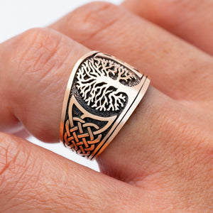 Viking Yggdrasil with Knotwork Bronze Ring