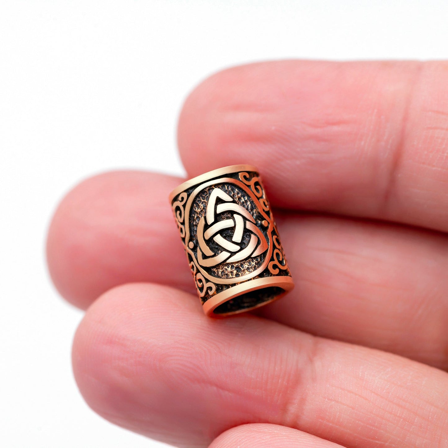 Bronze Viking Beard Bead Dreadlocks with Triquetra - SilverMania925