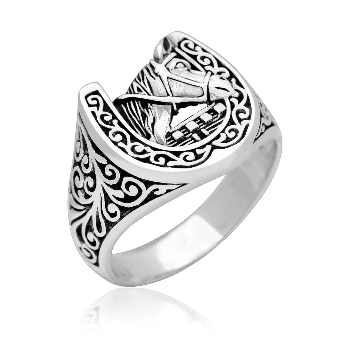 925 Sterling Silver Lucky Horseshoe Ring - SilverMania925