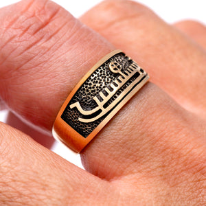 Handcrafted Bronze Viking Drakkar Longship Band Ring