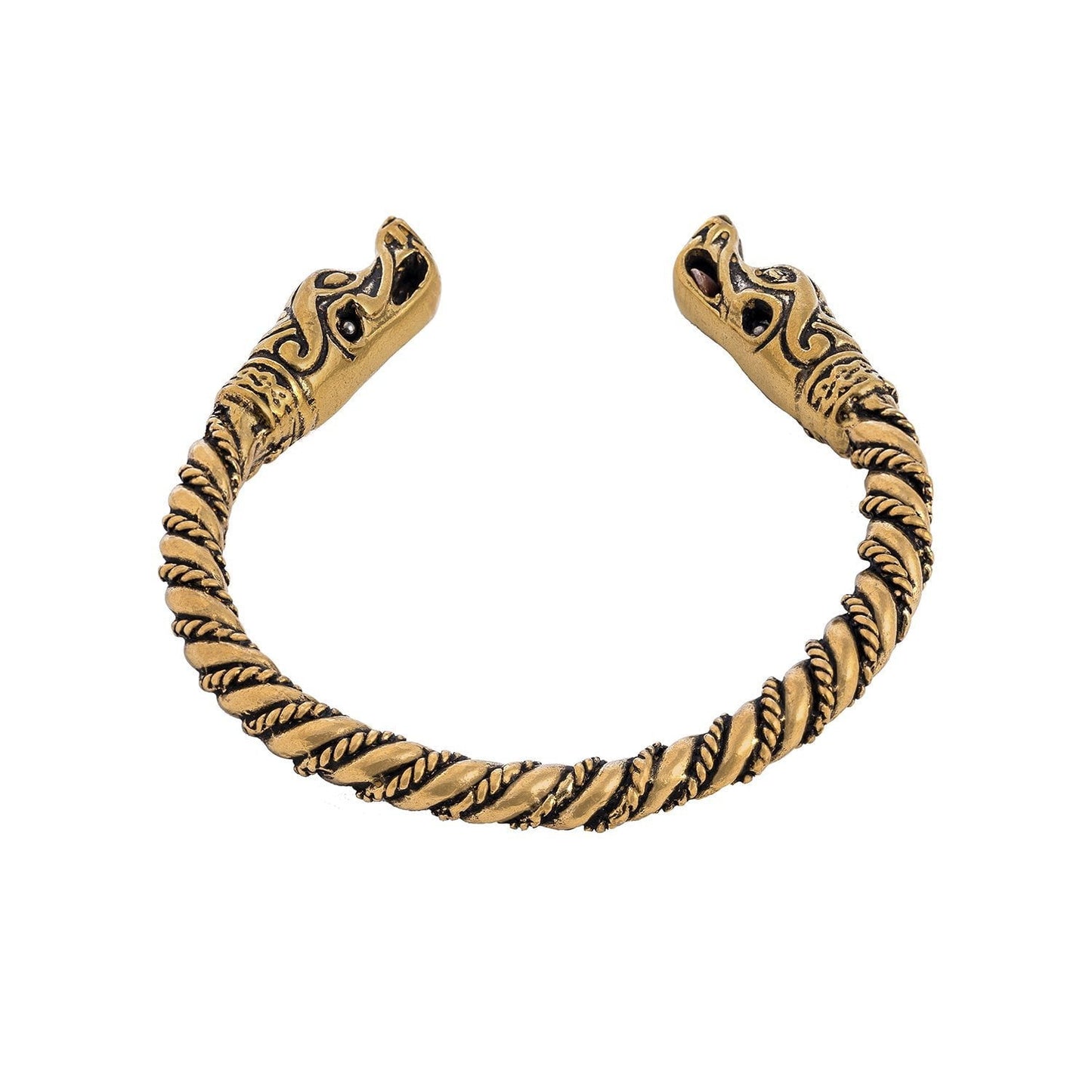 Viking Wolf Spiral Twisted Bronze Bangle - SilverMania925