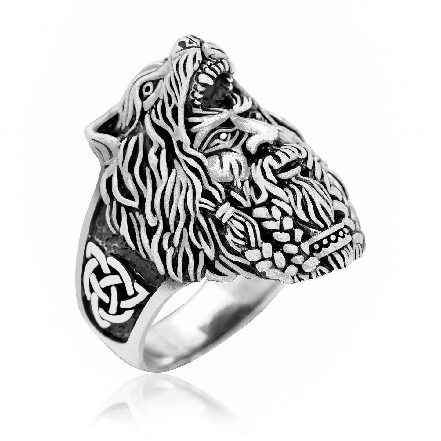 925 Sterling Silver Viking Berserker with Bear Hood Ring - SilverMania925