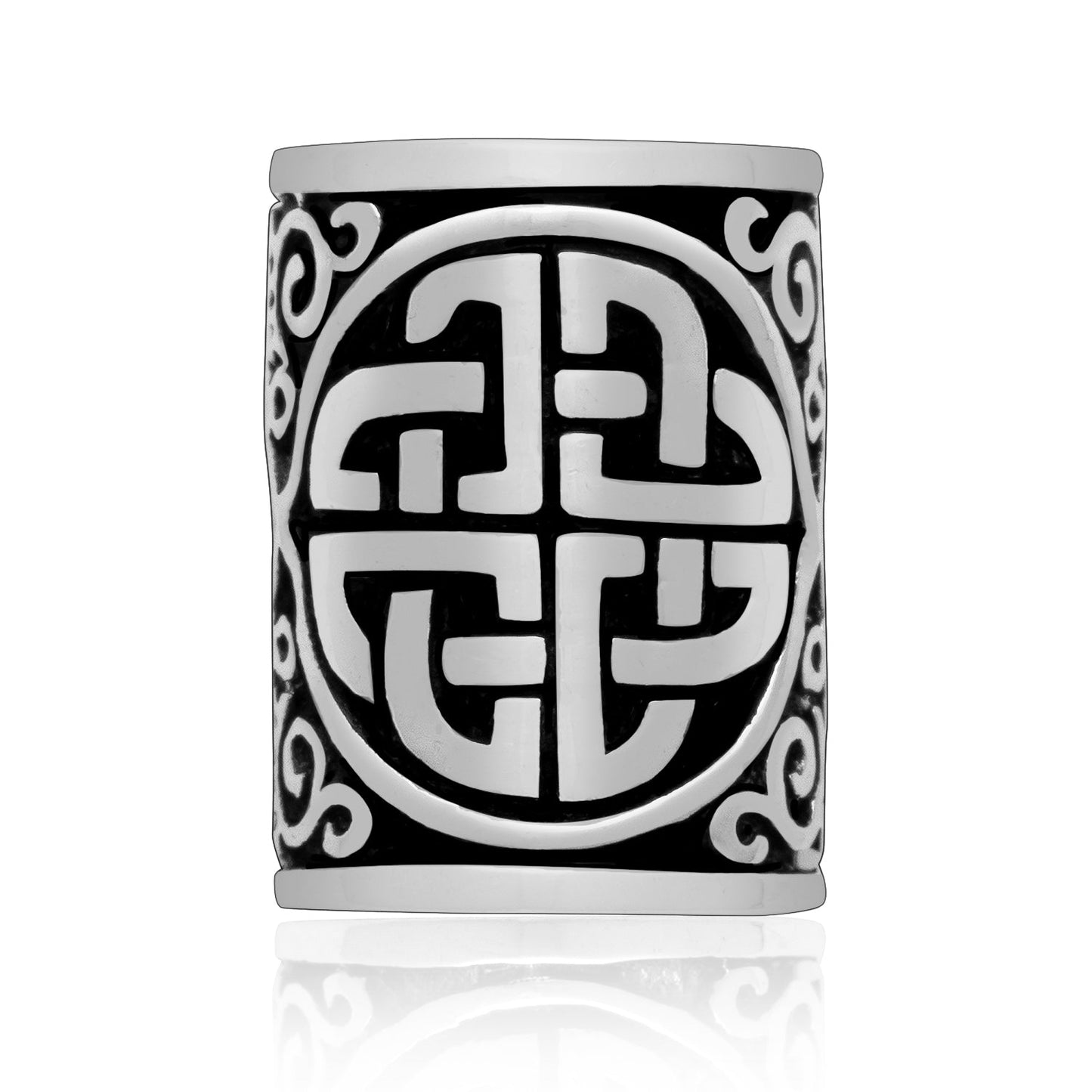 925 Sterling Silver Shield Quarternary Knot Hair Bead - SilverMania925