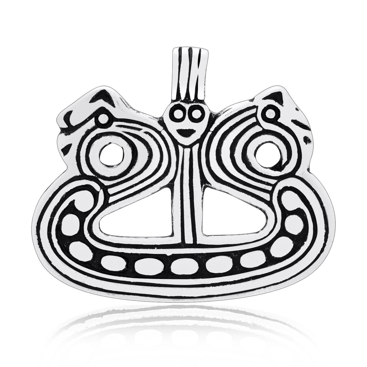 925 Sterling Silver Viking Drakkar Longship Pendant - SilverMania925