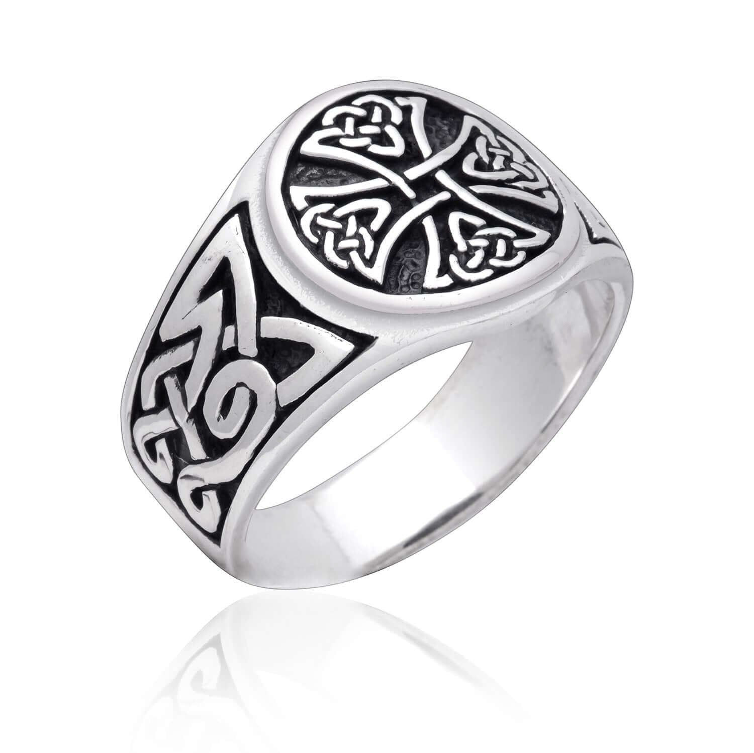 Sterling Silver Canterbury Cross Ring with Knotwork - SilverMania925
