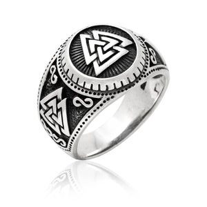925 Sterling Silver Valknut Signet Icelandic Scandinavian Odin Viking Wikinger Norse Ring