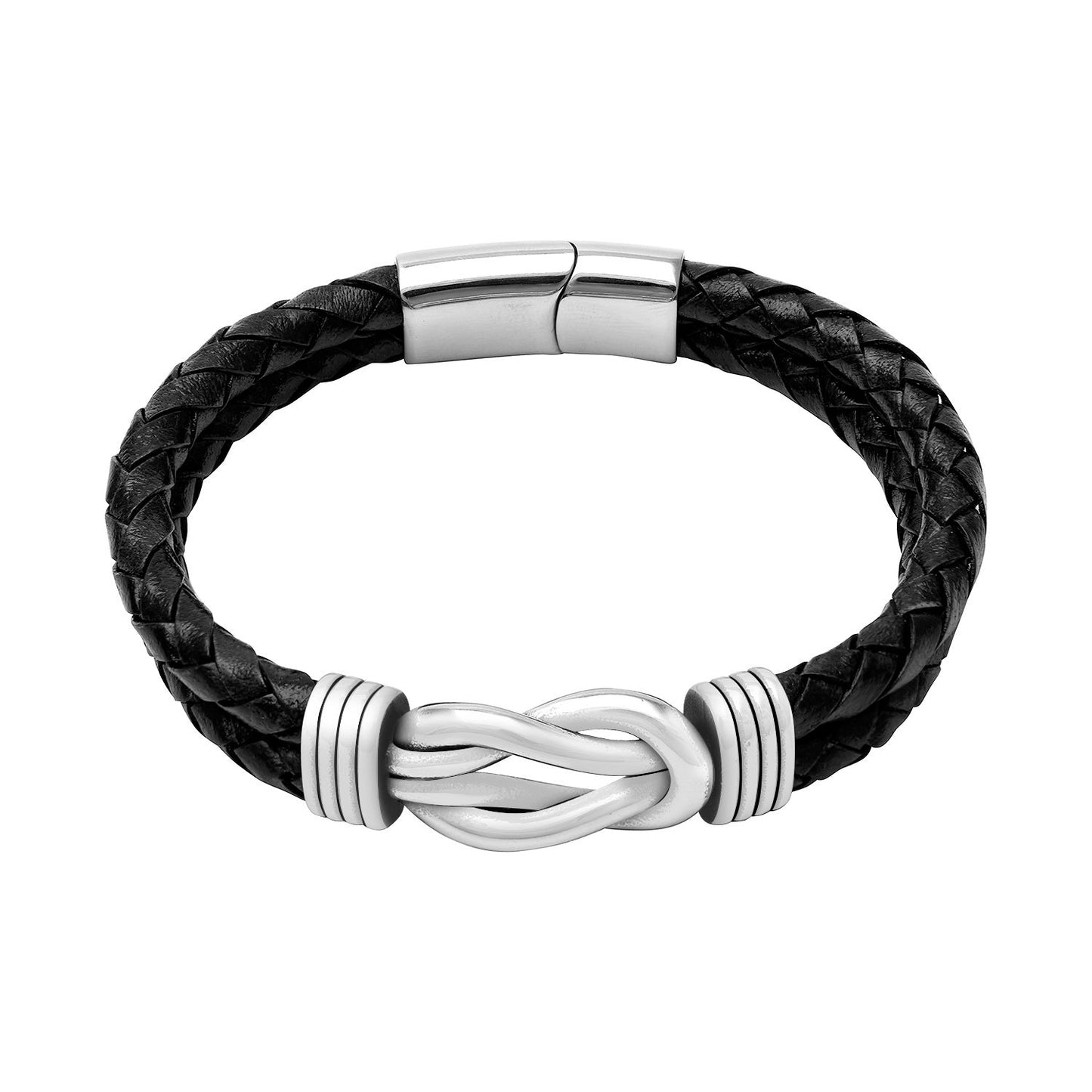 Stainless Steel Celtic Infinity Knot Leather Bracelet - SilverMania925