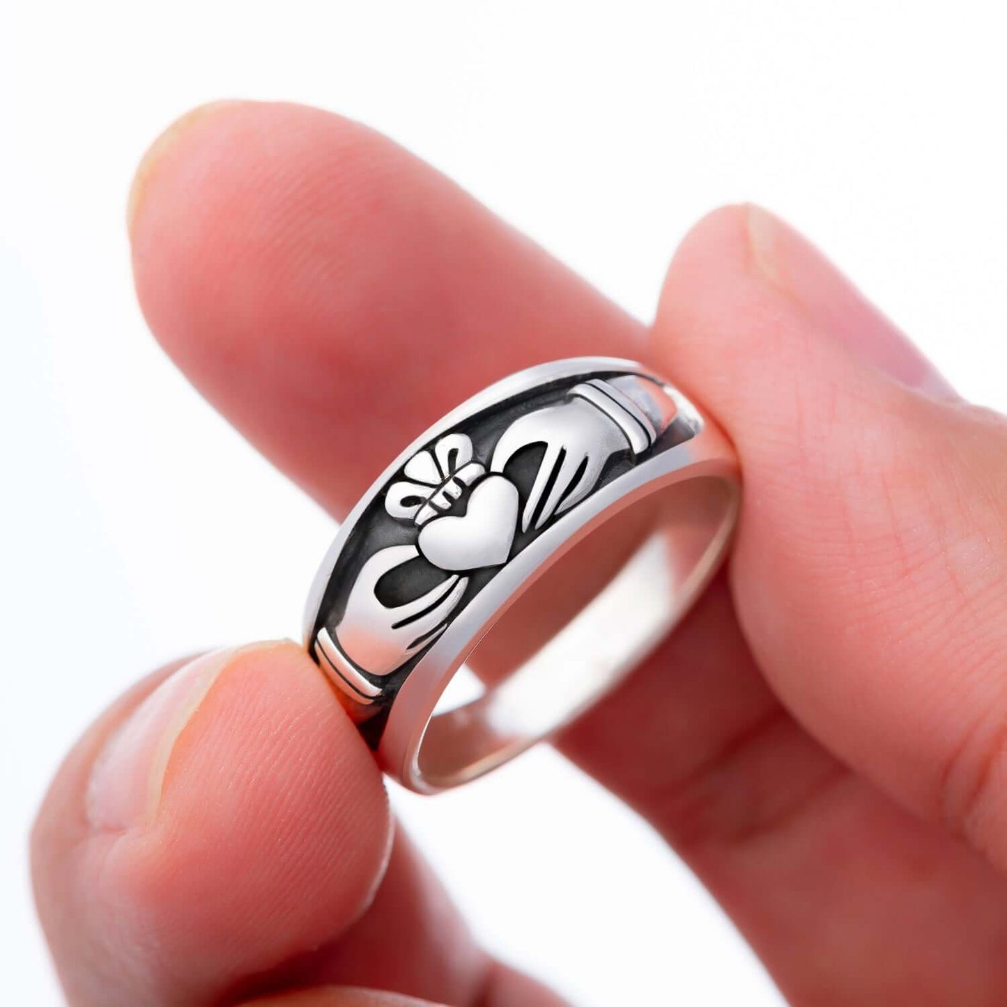 925 Sterling Silver Celtic Irish Claddagh Wedding Ring - SilverMania925