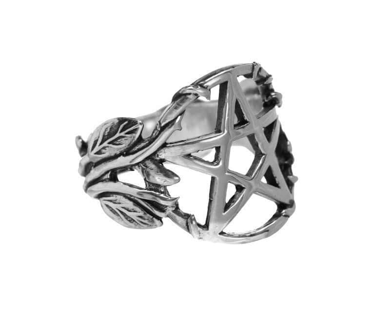 925 Sterling Silver Pentacle Pentagram Filigree Flower High Polish Ring - SilverMania925