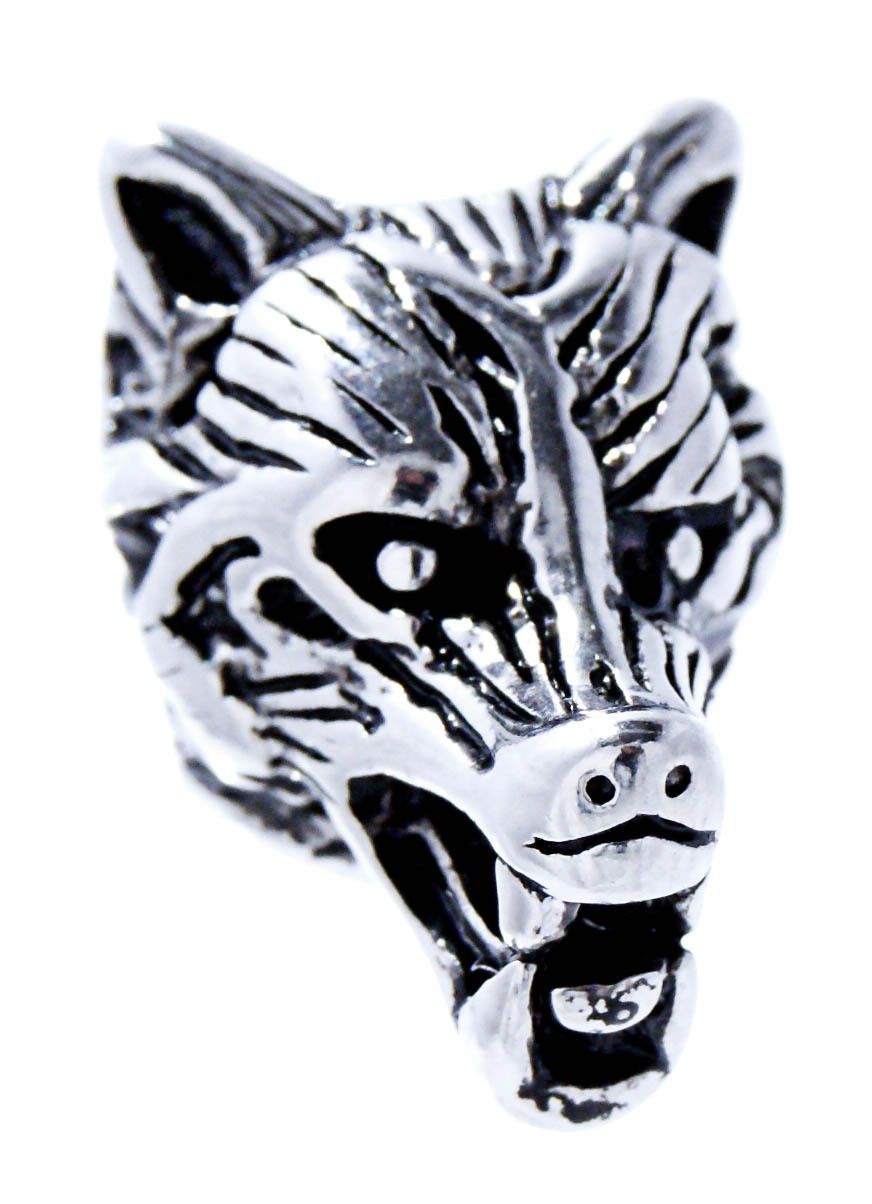 Sterling Silver Viking Wolf Head Beard Bead - SilverMania925