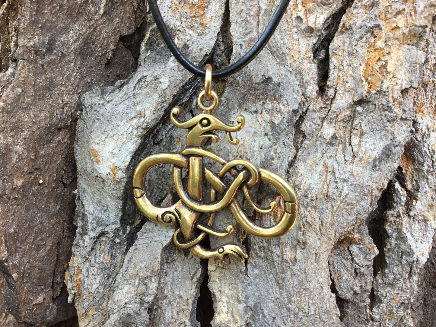 Viking Urnes Style Dragon Bronze Handcrafted Pendant - SilverMania925