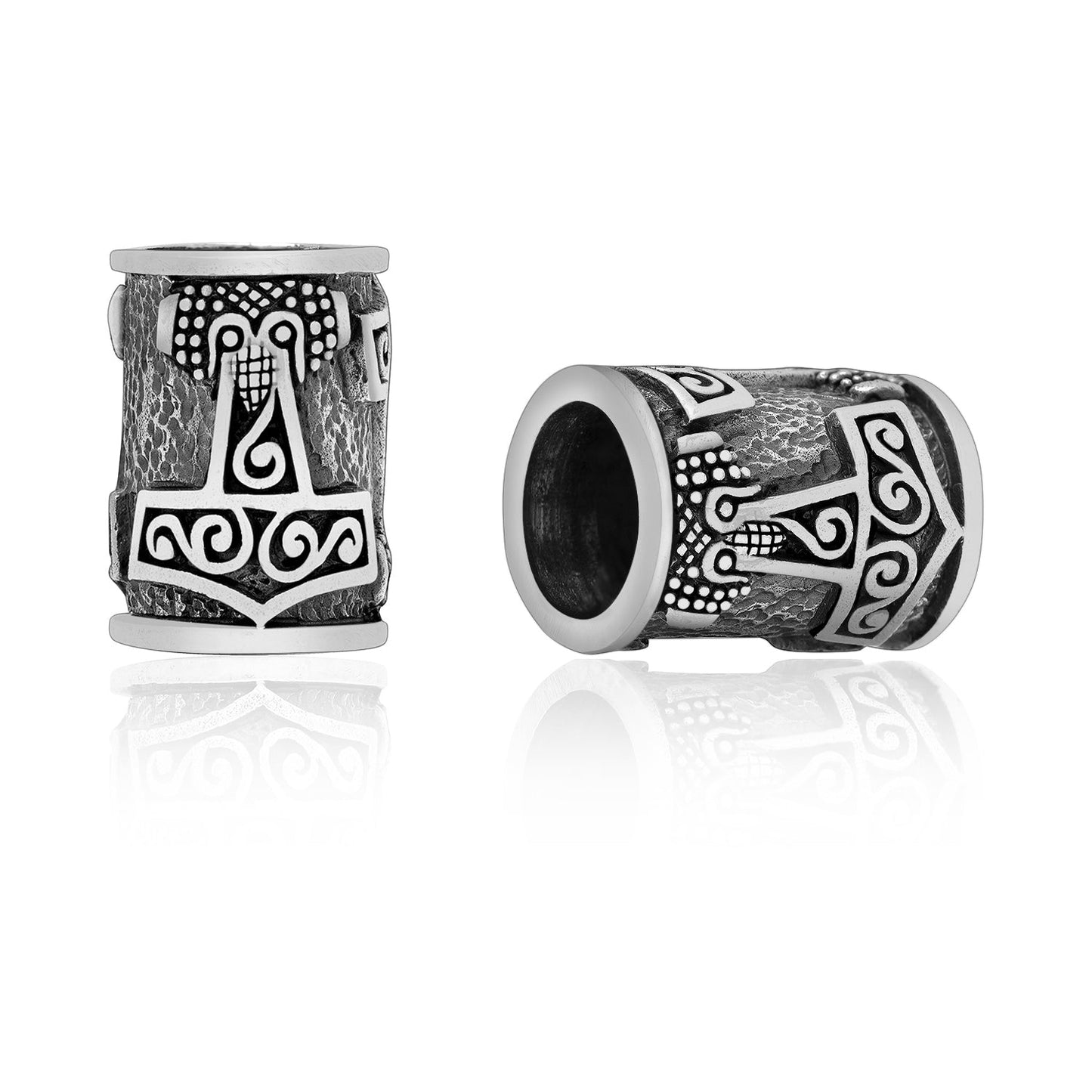Sterling Silver Viking Beard Bead with Mjolnir - SilverMania925