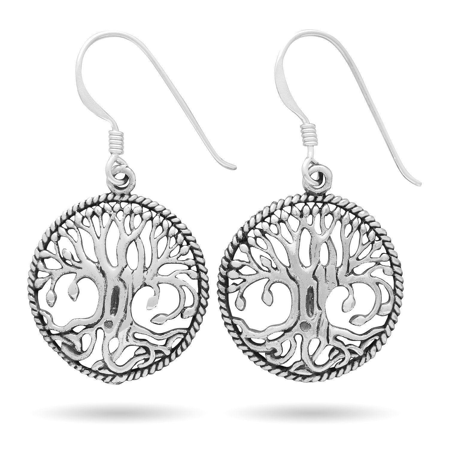 925 Sterling Silver Yggdrasil Norse Tree of Life Viking Jewelry Earrings Set - SilverMania925