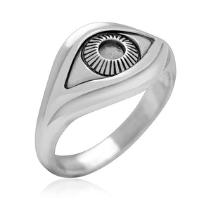 925 Sterling Silver Evil Eye Illuminati Ring