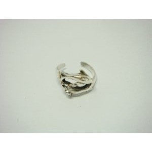 925 Sterling Silver Twin Dolphins Adjustable Pinky Toe Ring