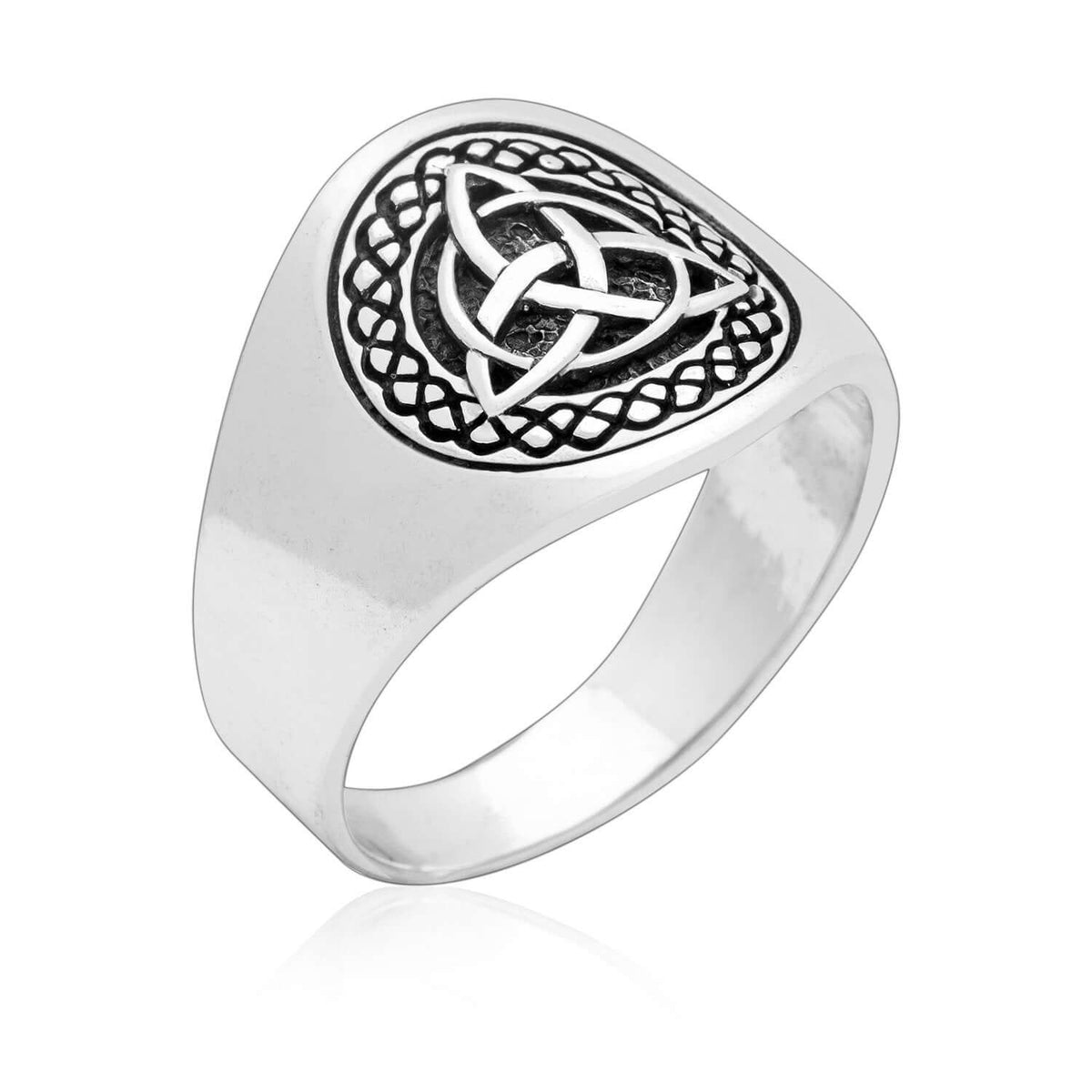 925 Sterling Silver Celtic Triquetra Band Ring - SilverMania925