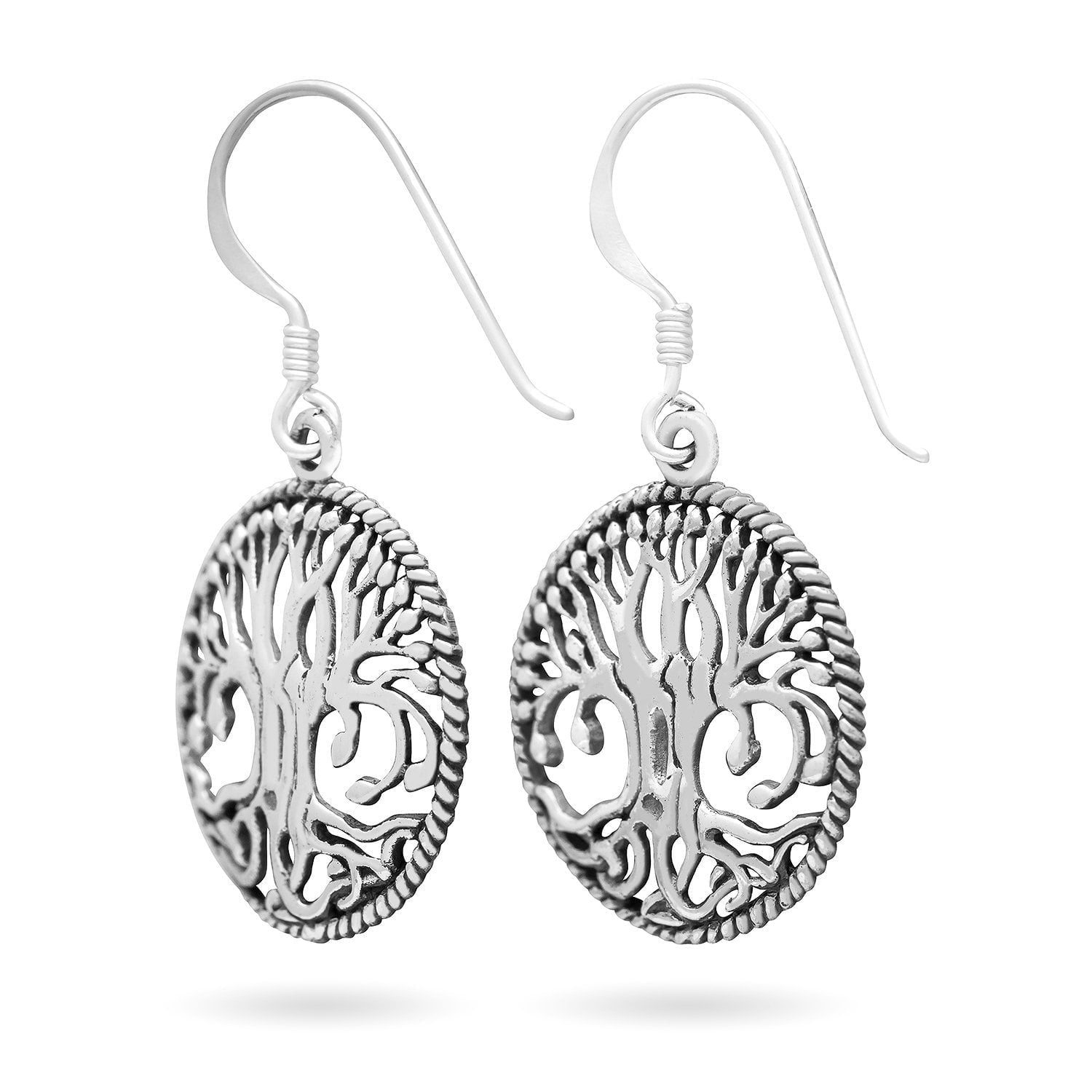 925 Sterling Silver Yggdrasil Norse Tree of Life Viking Jewelry Earrings Set