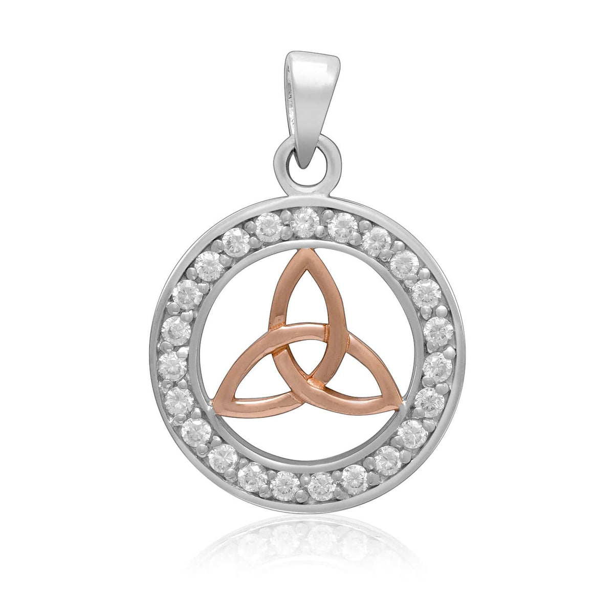 Sterling Silver Charm with Rose Gold Triquetra and CZ - SilverMania925