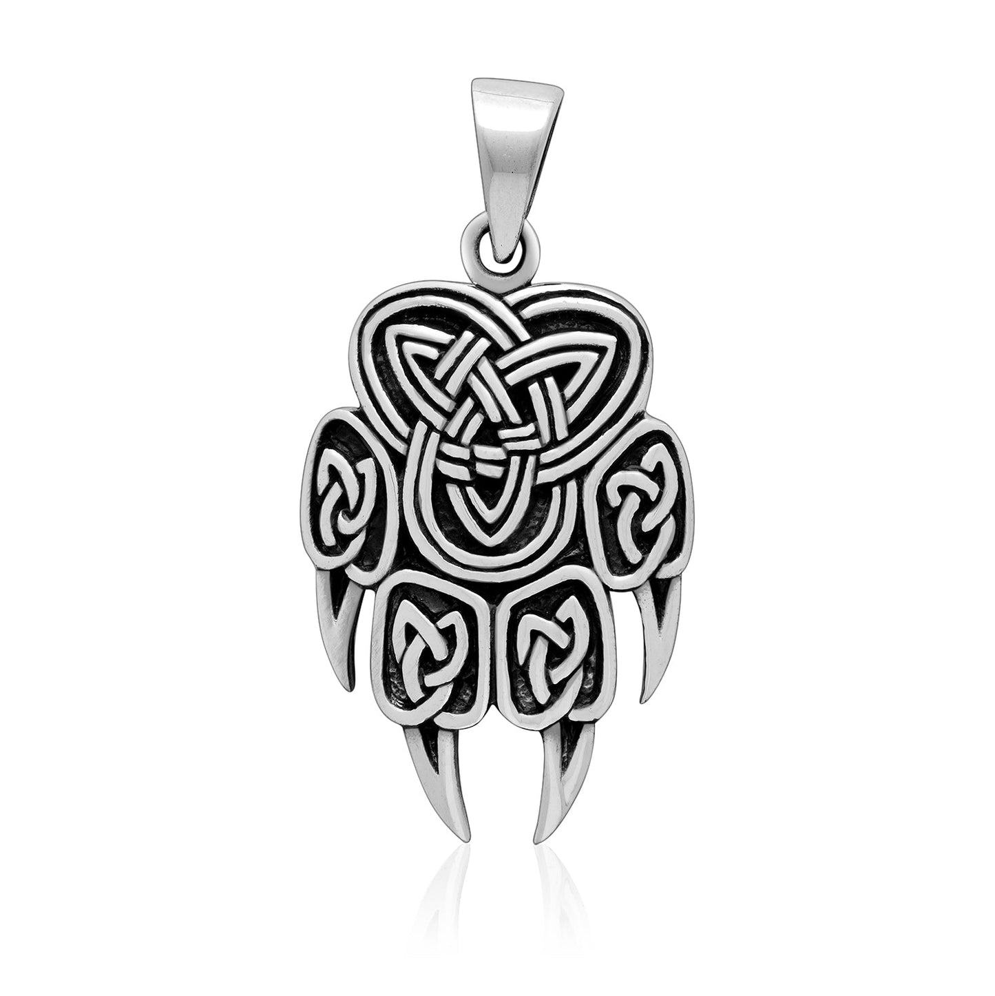 925 Sterling Silver Viking Bear Claw with Triquetra Pendant - SilverMania925