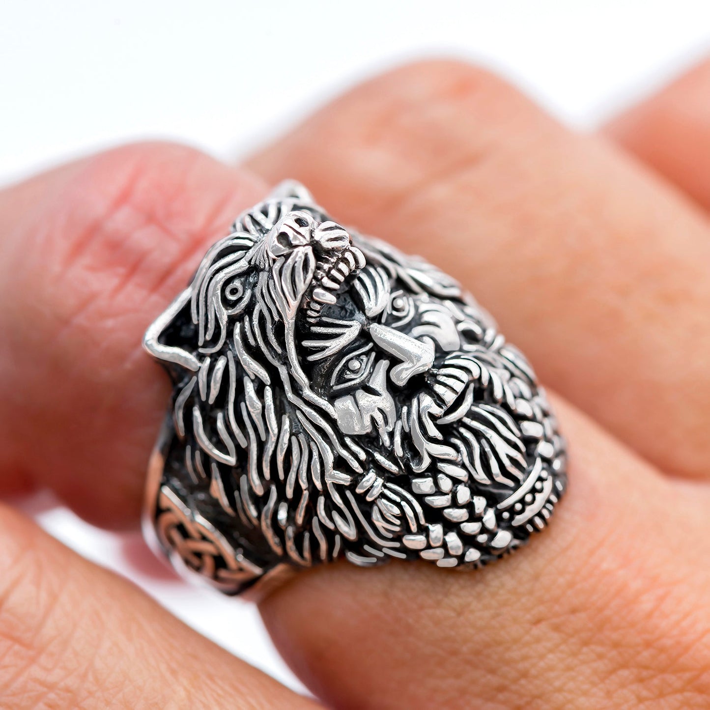 925 Sterling Silver Viking Berserker with Bear Hood Ring - SilverMania925