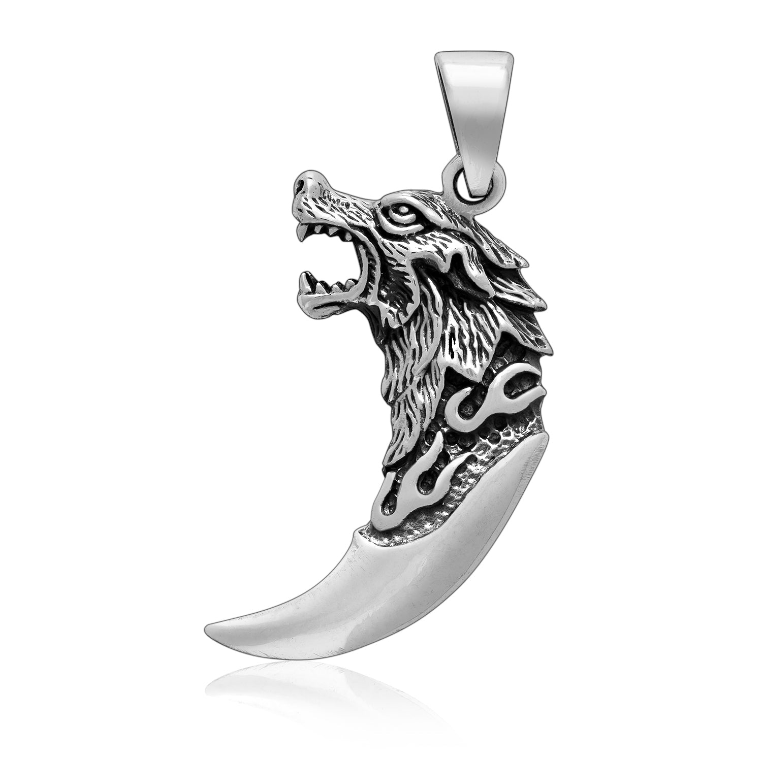 925 Sterling Silver Viking Wolf Tooth Pagan Amulet - SilverMania925