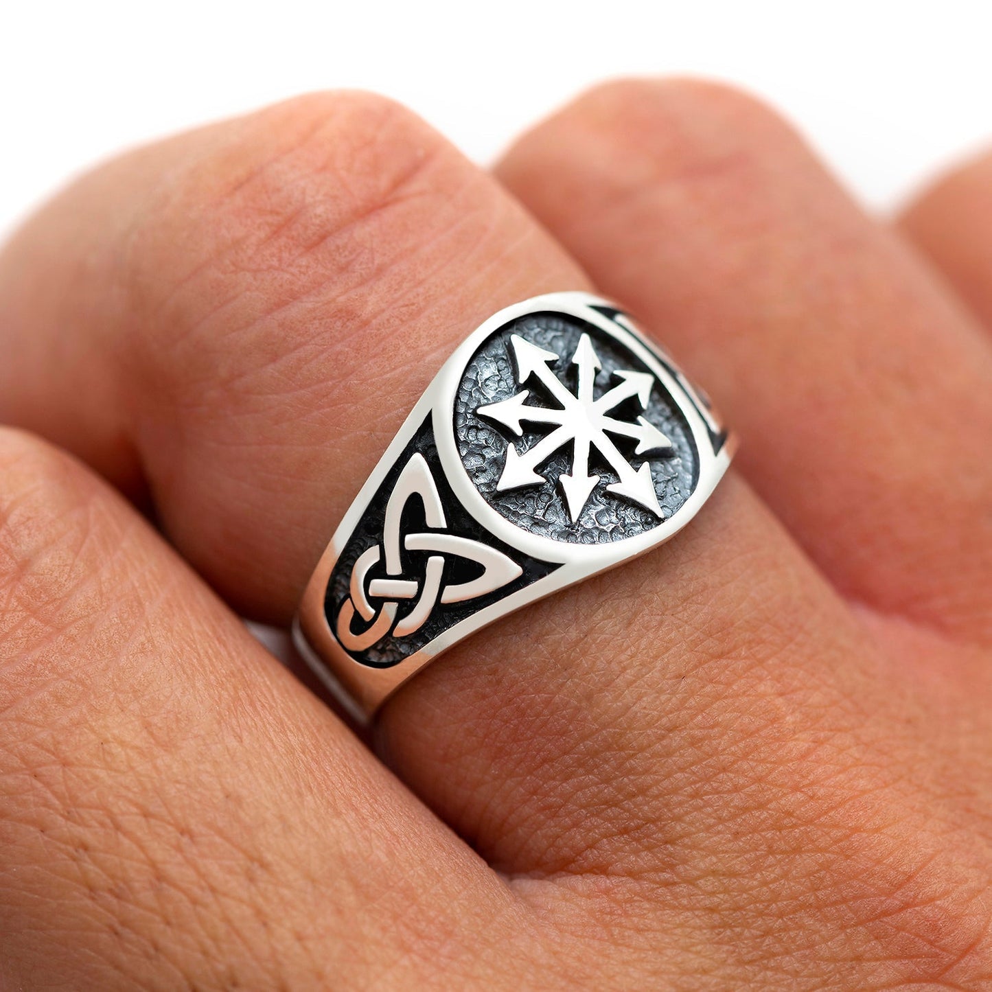 925 Sterling Silver Symbol of Chaos Occult Ring - SilverMania925
