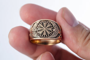 Helm of Awe Viking Raven Bronze Ring