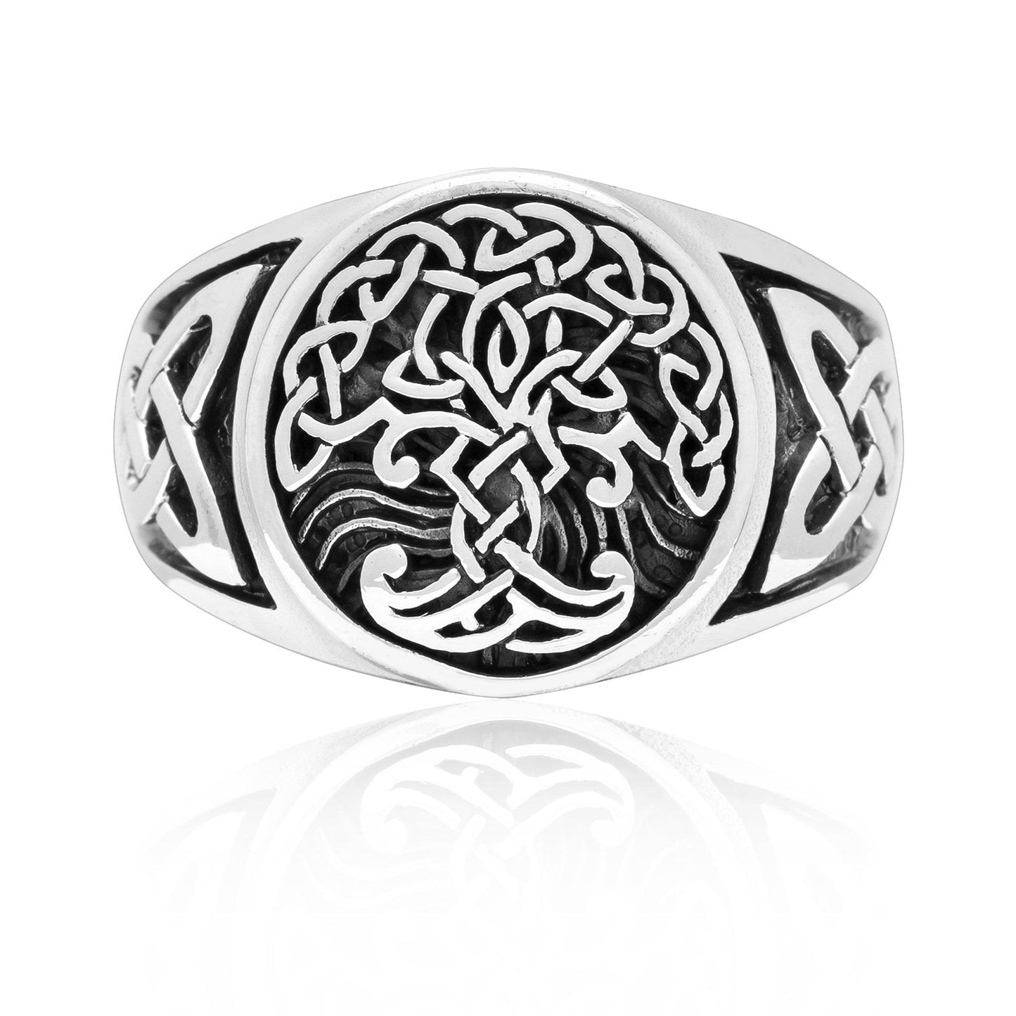 925 Sterling Silver Viking Yggdrasil Celtic Knotwork Ring - SilverMania925