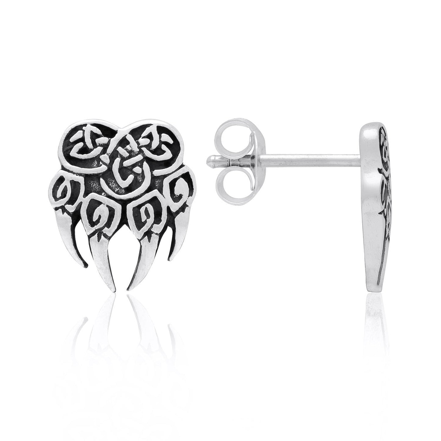 925 Sterling Silver Viking Bear Claw Earrings Set - SilverMania925