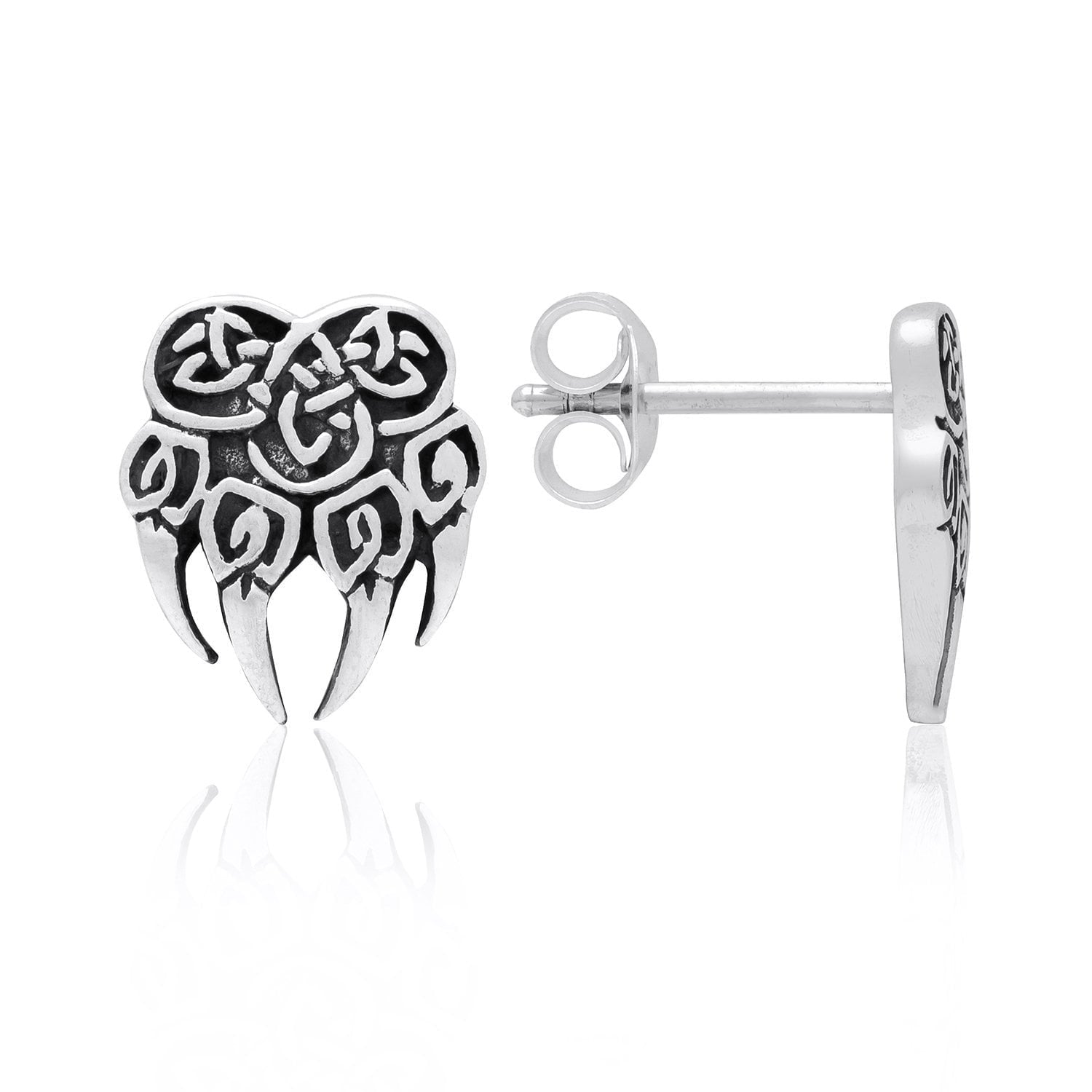 925 Sterling Silver Viking Bear Claw Earrings Set