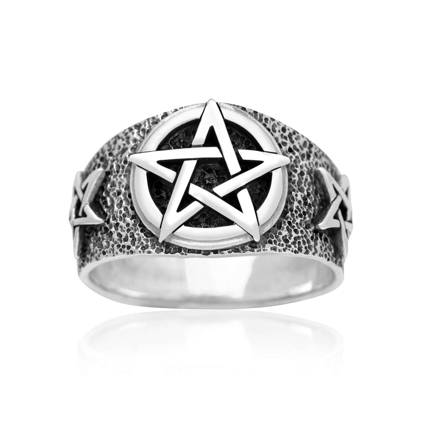 925 Sterling Silver Pentagram Signet Ring - SilverMania925