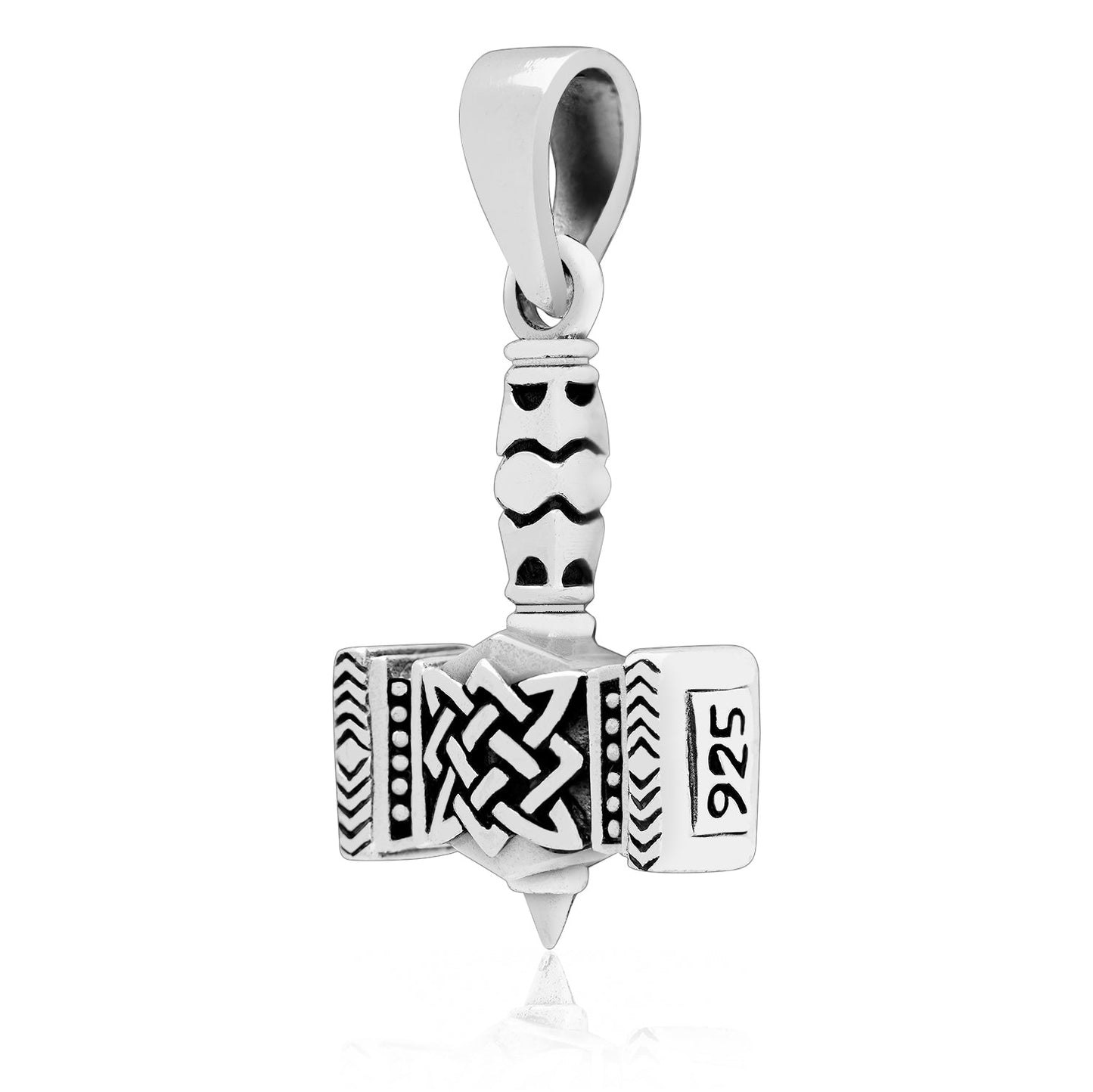925 Sterling Silver Viking Mjolnir with Knotwork Pendant - SilverMania925