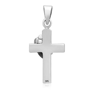 925 Sterling Silver Floral Cross Rosicrucian Pendant