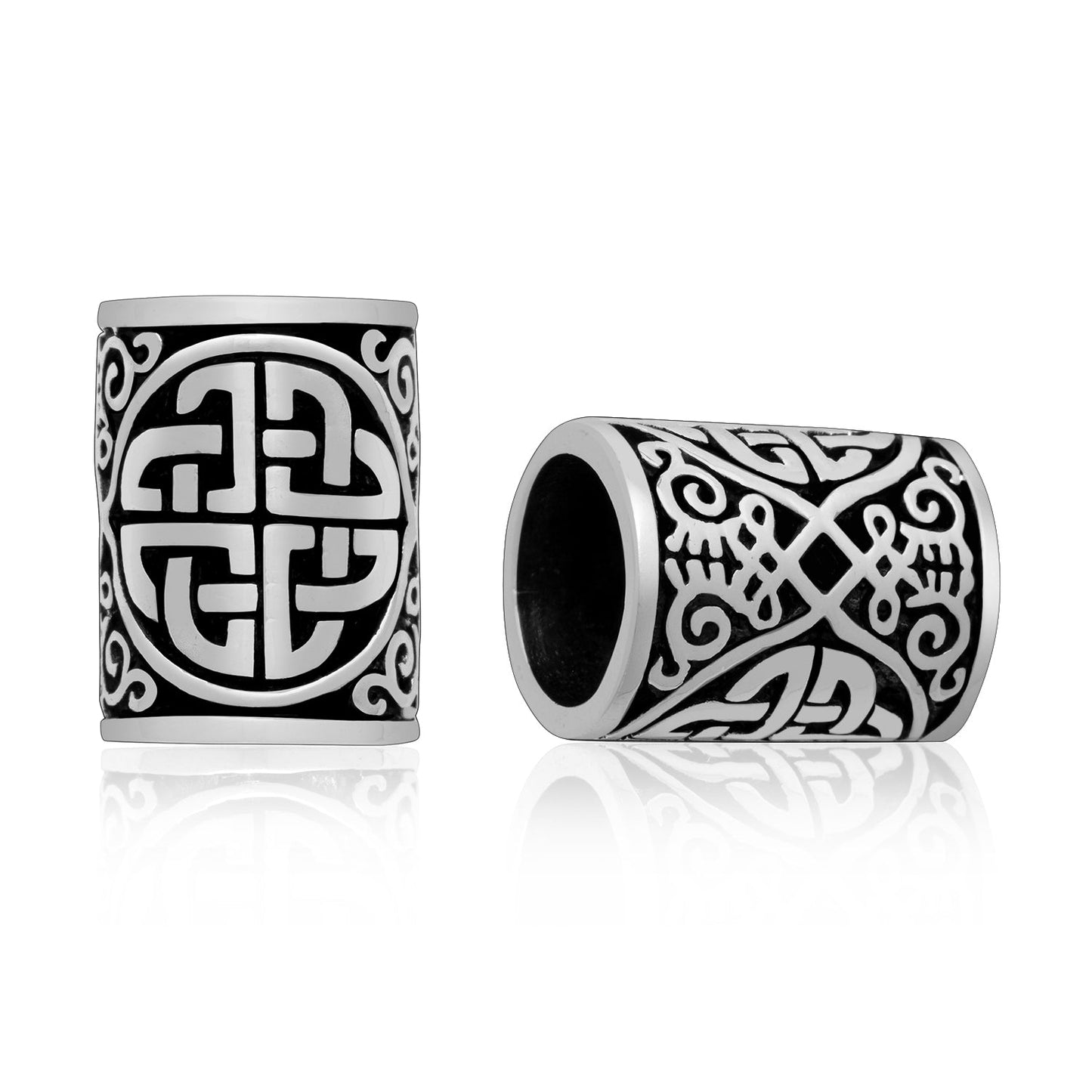 925 Sterling Silver Shield Quarternary Knot Hair Bead - SilverMania925