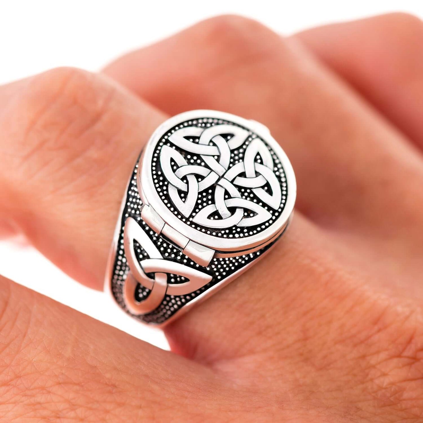 925 Sterling Silver Celtic Triquetra Poison Ring - SilverMania925