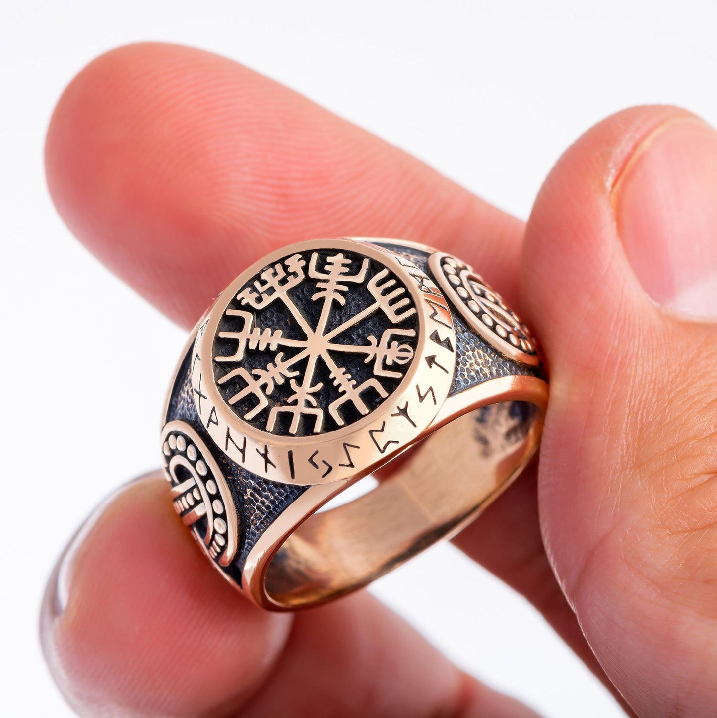 Viking Vegvisir Legendary Ring Handcrafted from Bronze - SilverMania925