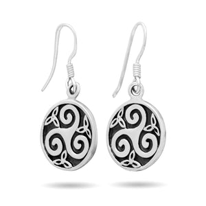 925 Sterling Silver Celtic Triskele Triskelion Dangle Earrings Set