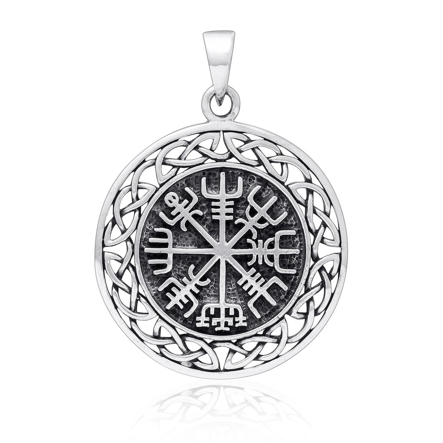925 Sterling Silver Vegvisir Compass Celtic Infinity Knots Pendant - SilverMania925