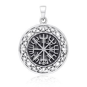 925 Sterling Silver Vegvisir Compass Celtic Infinity Knots Pendant