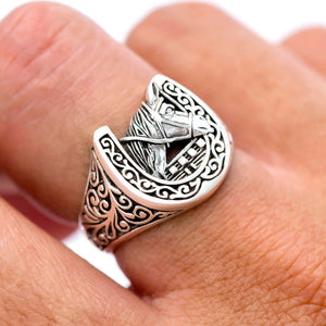 925 Sterling Silver Lucky Horseshoe Ring