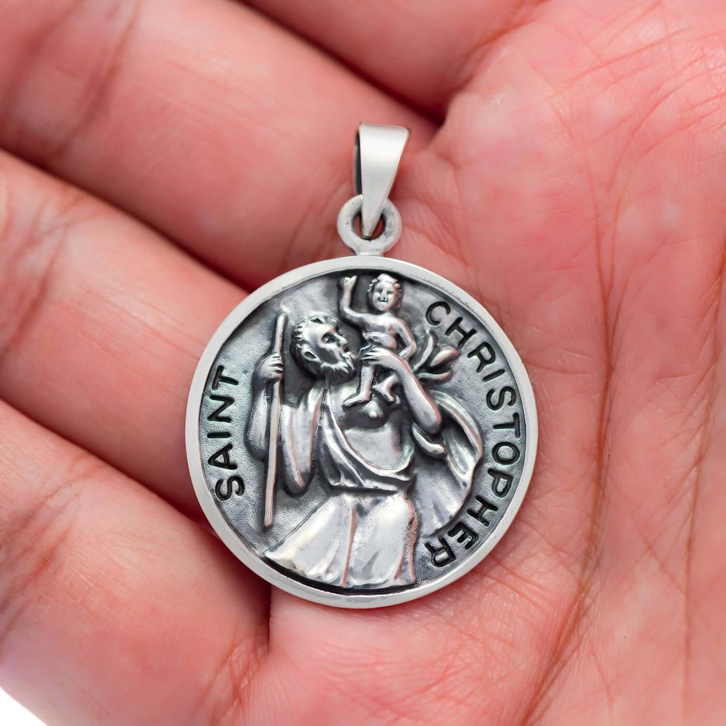 925 Sterling Silver Patron Saint Christopher Pendant - SilverMania925