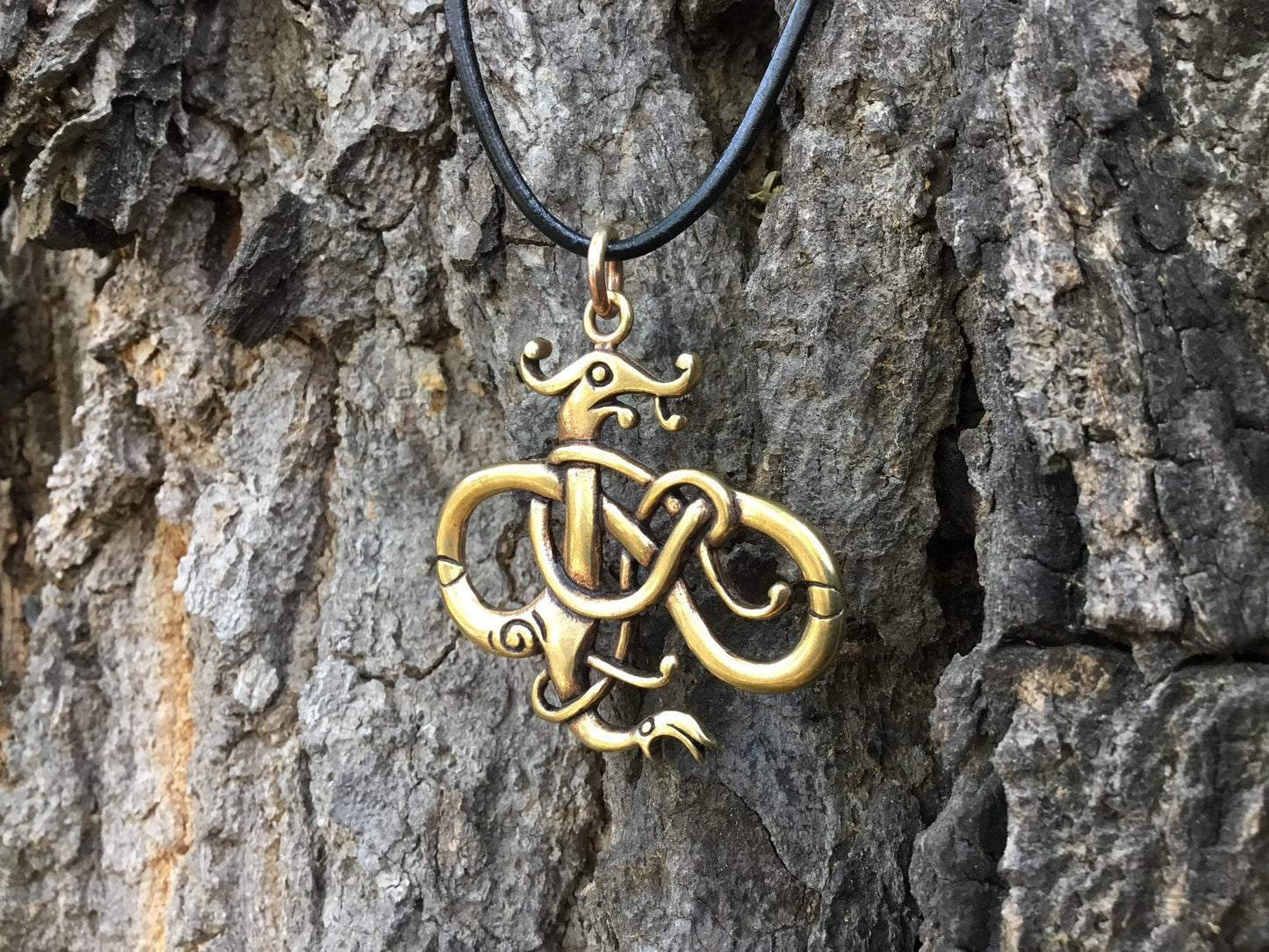 Viking Urnes Style Dragon Bronze Handcrafted Pendant - SilverMania925